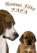 Chien et chiot, joyeuse fête papa